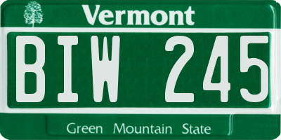 VT license plate BIW245