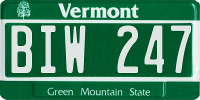 VT license plate BIW247