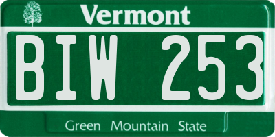 VT license plate BIW253