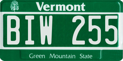 VT license plate BIW255