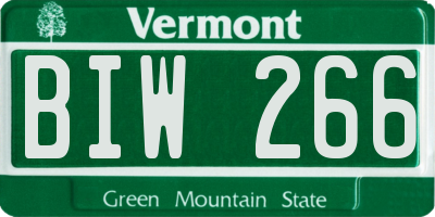 VT license plate BIW266