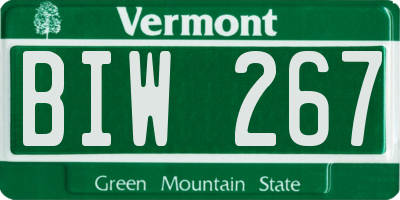VT license plate BIW267