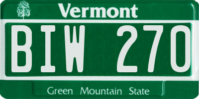 VT license plate BIW270