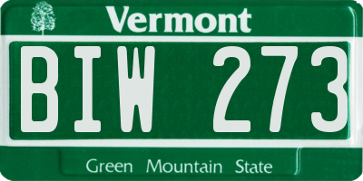 VT license plate BIW273