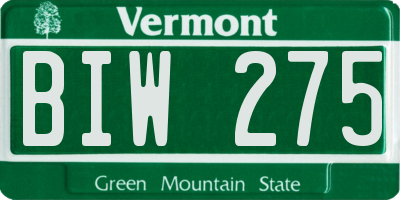 VT license plate BIW275
