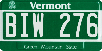 VT license plate BIW276