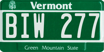 VT license plate BIW277