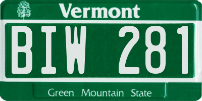 VT license plate BIW281