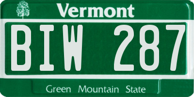 VT license plate BIW287