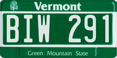 VT license plate BIW291