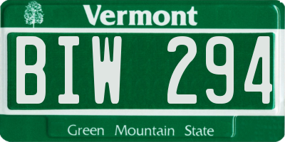 VT license plate BIW294