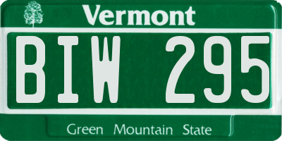 VT license plate BIW295