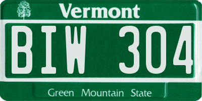 VT license plate BIW304