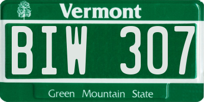 VT license plate BIW307