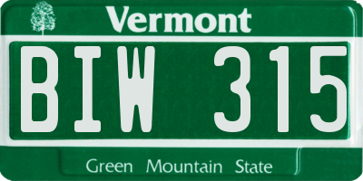 VT license plate BIW315