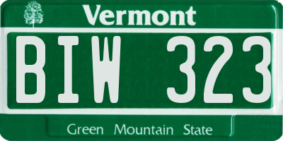 VT license plate BIW323