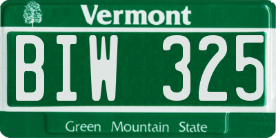 VT license plate BIW325