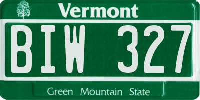 VT license plate BIW327