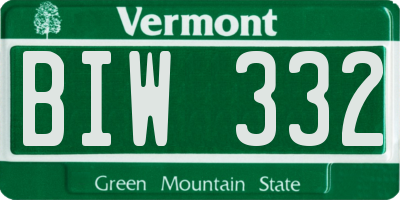 VT license plate BIW332