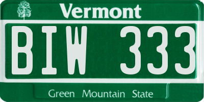 VT license plate BIW333