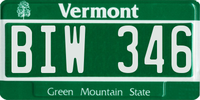 VT license plate BIW346