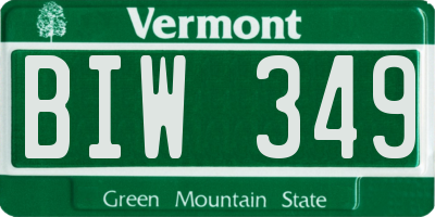 VT license plate BIW349