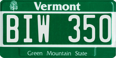 VT license plate BIW350