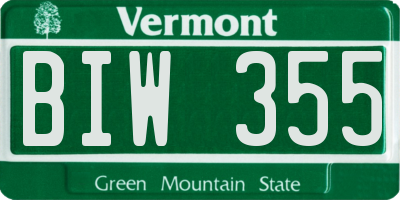 VT license plate BIW355