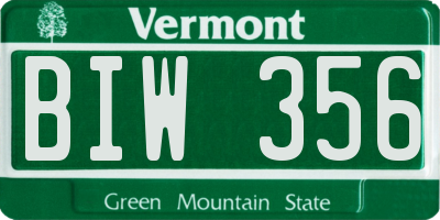 VT license plate BIW356