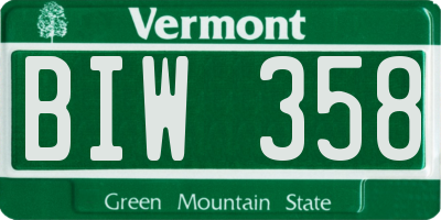 VT license plate BIW358