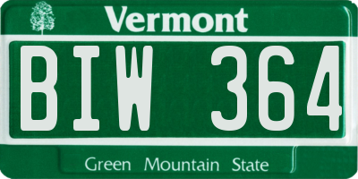 VT license plate BIW364