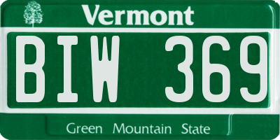 VT license plate BIW369