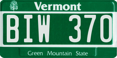 VT license plate BIW370