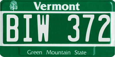 VT license plate BIW372
