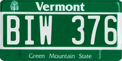 VT license plate BIW376