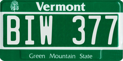 VT license plate BIW377