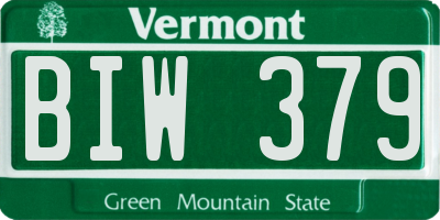 VT license plate BIW379