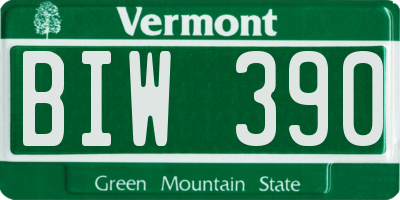 VT license plate BIW390