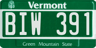 VT license plate BIW391