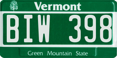 VT license plate BIW398