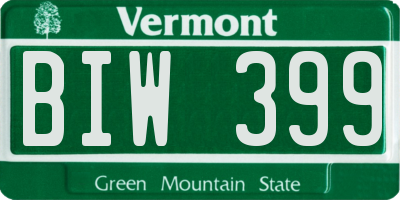 VT license plate BIW399