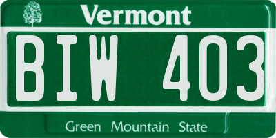 VT license plate BIW403