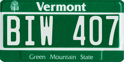 VT license plate BIW407