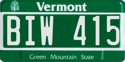 VT license plate BIW415