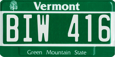 VT license plate BIW416