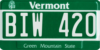 VT license plate BIW420