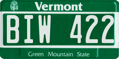 VT license plate BIW422
