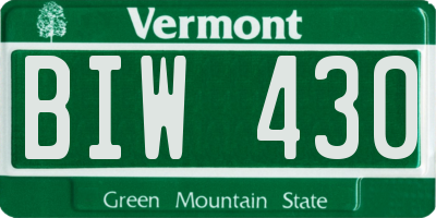 VT license plate BIW430