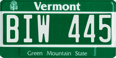 VT license plate BIW445