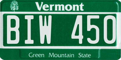 VT license plate BIW450